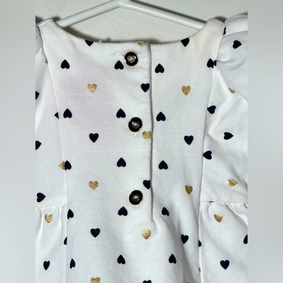 Isaac Mizrahi White Dress with Heart Pattern and Pink Bow Size 0-3 months - Picture 5 of 7